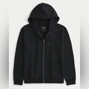 Hollister Black Zip Up Hoodie, Silver zip